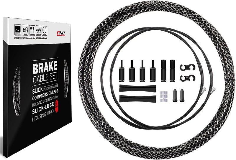 CNC Road Bike Brake Cable Kit,Universal Brake Cable Housing Coated Braided & Teflon Inner line For Bicycle Road Bike（Black/Gold/Silver/Titanium silver） - Image 1